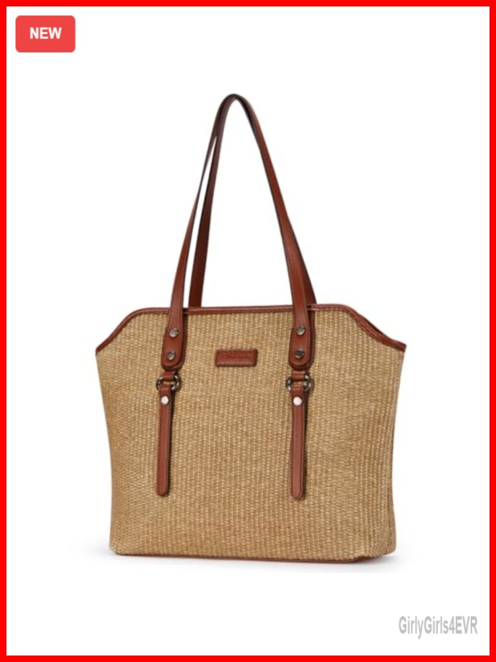 Large Straw Woven Tote Bag Women Vegan Leather Shoulder Purse Travel Work Beach